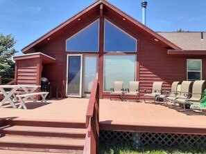 Enjoy a peaceful retreat with a deck and elevated views of the surrounding area.