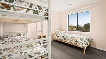 4 bedrooms, iron/ironing board, travel crib, internet