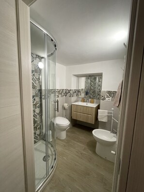 Dusche, Haartrockner, Bidet, Handtücher