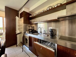 Fridge, microwave, oven, dishwasher