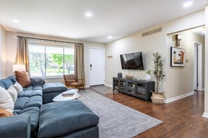 TV, fireplace, offices - Spacious, Elegant Home w/ Cozy Backyard! (Troy)