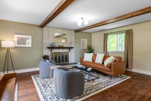 TV, fireplace, offices - Spacious, Elegant Home w/ Cozy Backyard! (Troy)