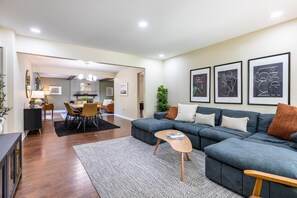 TV, fireplace, offices - Spacious, Elegant Home w/ Cozy Backyard! (Troy)