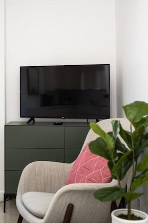 Cozy seating corner with TV