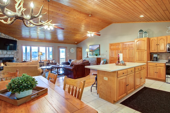 Smart TV, fireplace, table tennis, books