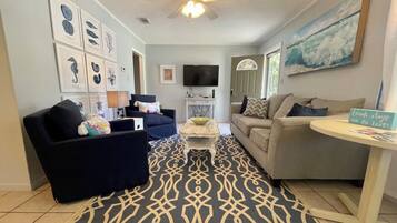 Smart TV, DVD player, books