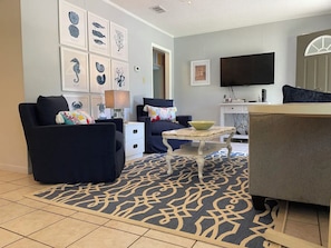 Smart TV, DVD player, books