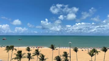 On the beach, white sand