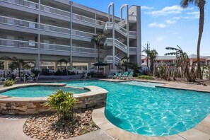Outdoor pool, a heated pool - Beachfront Breeze! Front Row/Heated Pool/Unobstructed Ocean Views! (Galveston)
