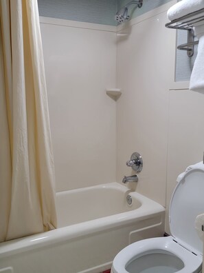 Bañera, toallas, jabón, papel higiénico