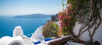 cave hot tub villa with volcano view