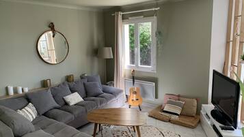 Televisie, een dvd-speler en boeken