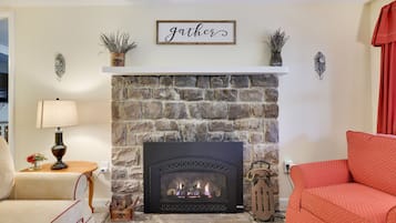 Smart TV, fireplace, video games, books