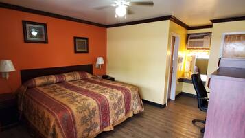 Individually furnished, desk, blackout curtains, iron/ironing board