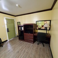 Standard Room, 2 Double Beds, Non Smoking | Living area | Flat-screen TV