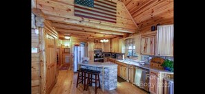 Fridge, microwave, oven, stovetop - Spacious Mountain Home Close to Blue Ridge Pkwy w/ Hot Tub (Spruce Pine)
