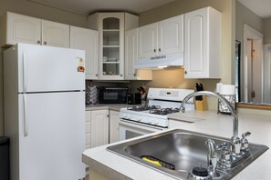 Frigorífico, microondas, horno y placa de cocina