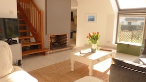 Fernseher, Kamin, DVD-Player