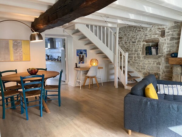 Televisión, chimenea, reproductor de DVD y libros