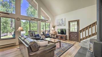 TV, DVD player, books, video library