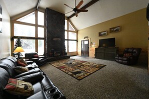 TV, fireplace, offices