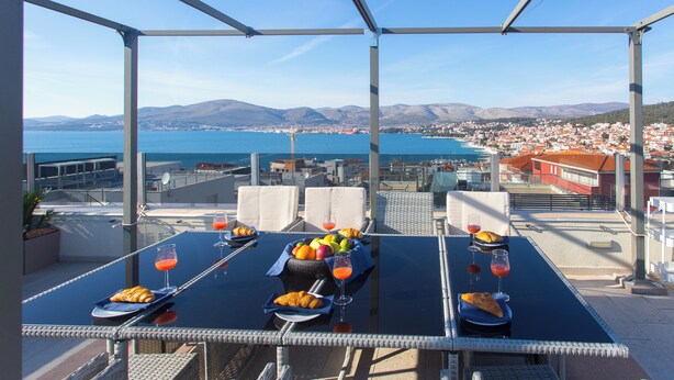 Apartment, 3 Bedrooms, Smoking, Balcony | Outdoor dining - Oceanview Deluxe Penthouse Apartment With 89m2 Living Space & 90m2 Roof Terrace (Okrug)