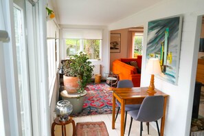 Chalet, 2 Bedrooms, Patio, Garden View | Living area | Books - Unique Chalet An der Marina With Infrared Sauna (Anjum)