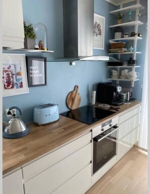 Fridge, oven, stovetop, dishwasher