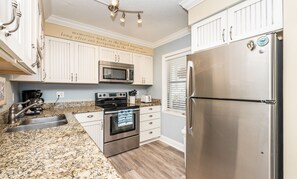 Fridge, microwave, oven, stovetop - Castle Reef 123 beautiful beachfront condo! (New Smyrna Beach)