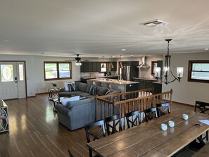 Smart TV, DVD player, foosball, video library