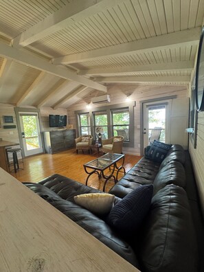 Smart TV, DVD player, foosball, video library