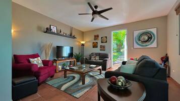 Bungalow | Living area | 45-inch Smart TV with cable channels, TV