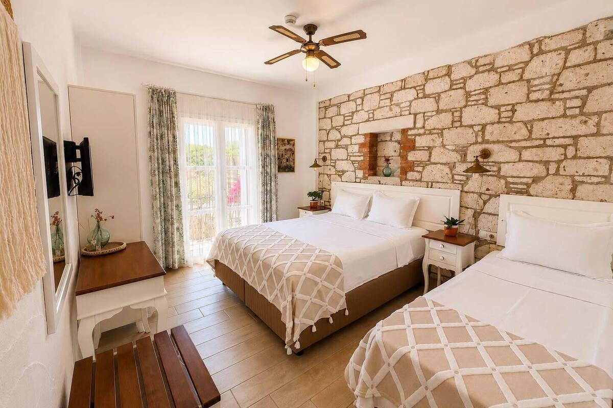 Standard Triple Room, Balcony, Pool View | Hypo-allergenic bedding available, minibar, in-room safe