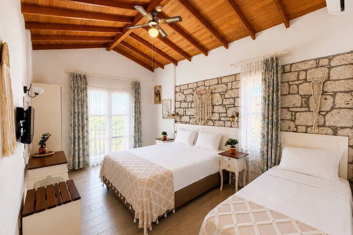 Superior Triple Room, Balcony, Pool View | Hypo-allergenic bedding available, minibar, in-room safe