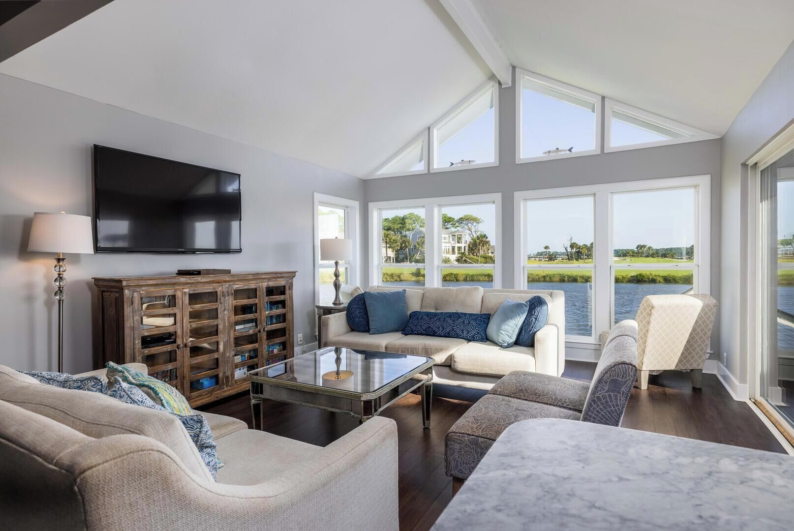 Ferienhaus, Mehrere Betten, Balkon, Meerblick | Wohnbereich