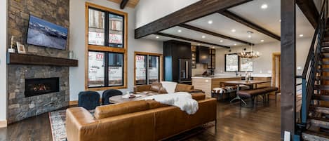 TV, fireplace, video games, stereo