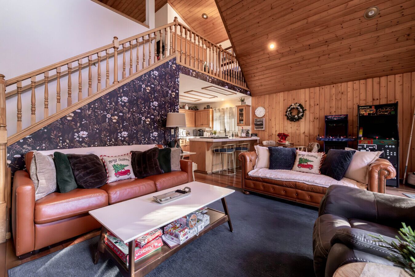 Smart TV, fireplace, video games, books