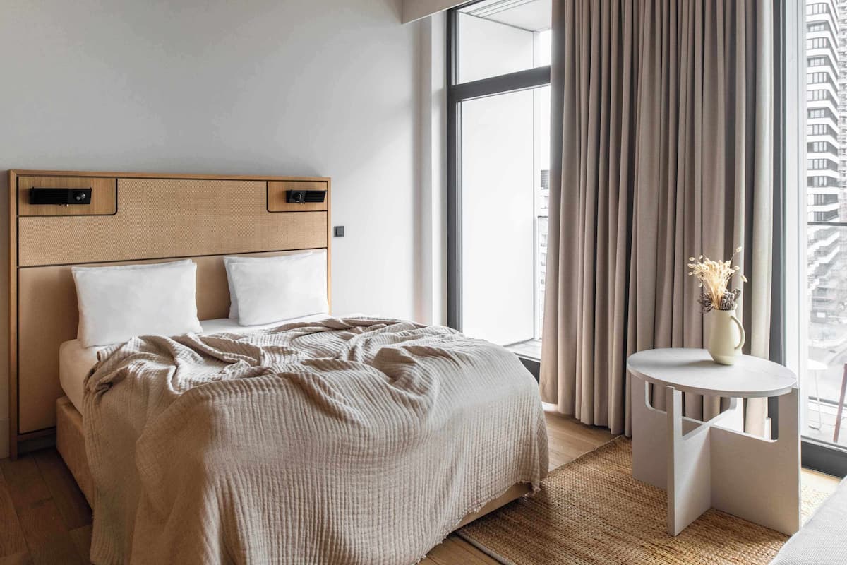 In-room safe, desk, laptop workspace, blackout curtains