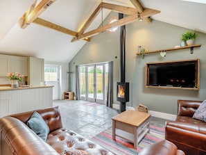 TV, fireplace - The Old Stables - UK38576 (Little Alne, near Wootton Wawen)