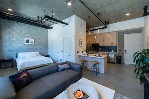 Smart TV, books, music library, stereo