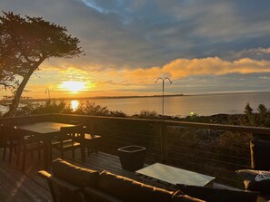 Outdoor dining - Take in the breathtaking views at our popular oceanside cottage with large deck. (Gouldsboro)