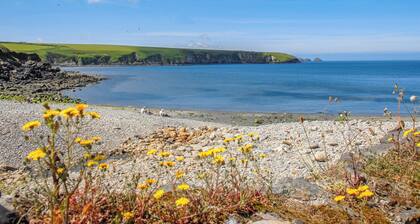 A modern holiday cottage in Mathry, Pembrokeshire, where pets are welcome.