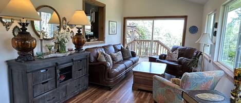 Smart TV, fireplace, DVD player, foosball