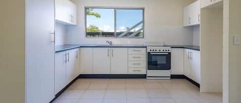 Fridge, microwave, oven, high chair