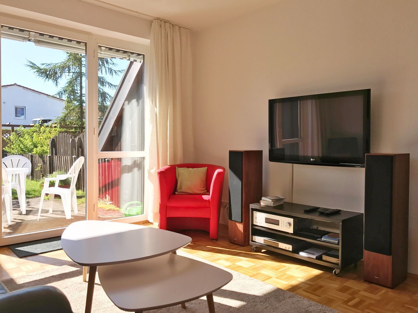 TV, DVD player, stereo