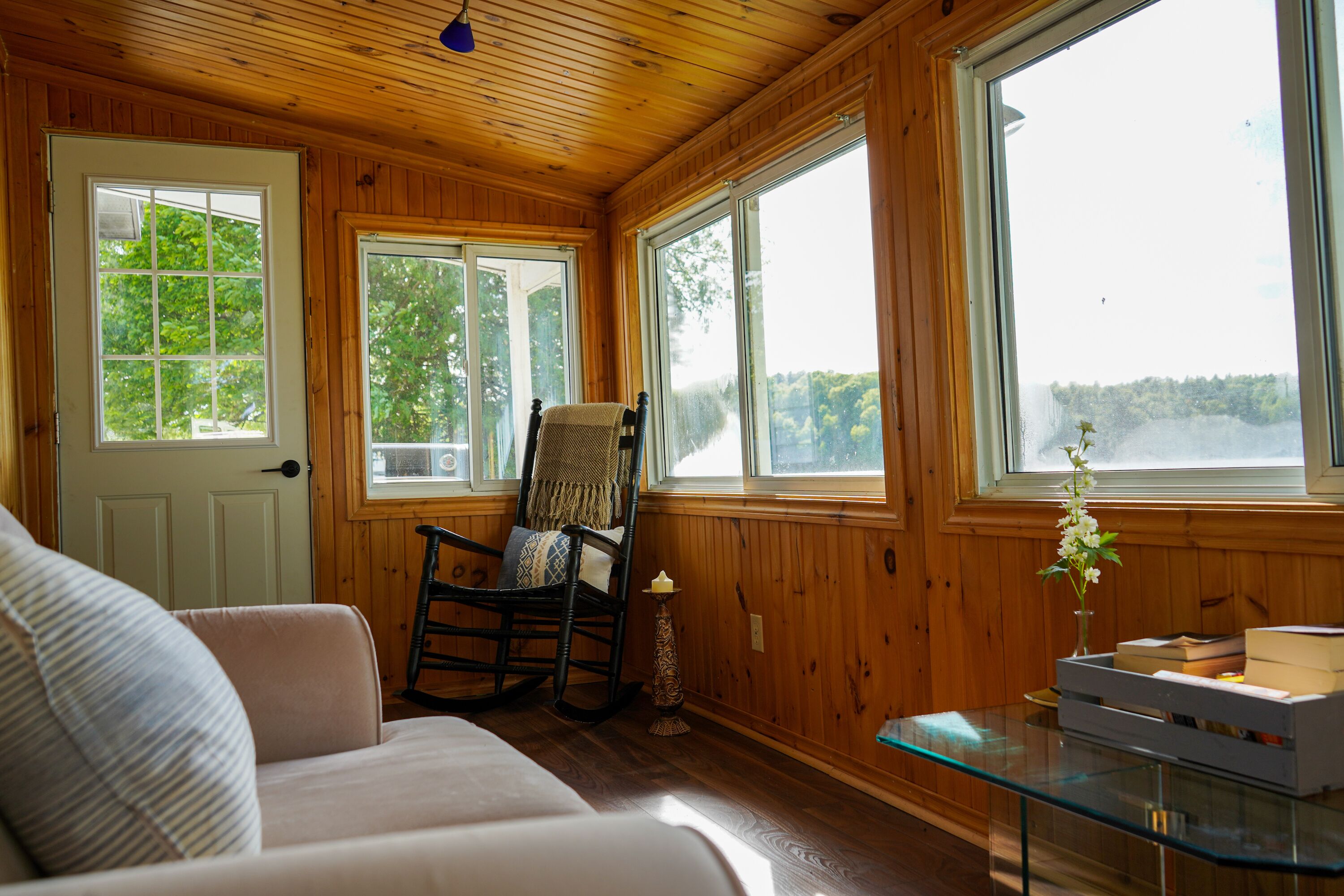 Smart TV, chimenea y libros 