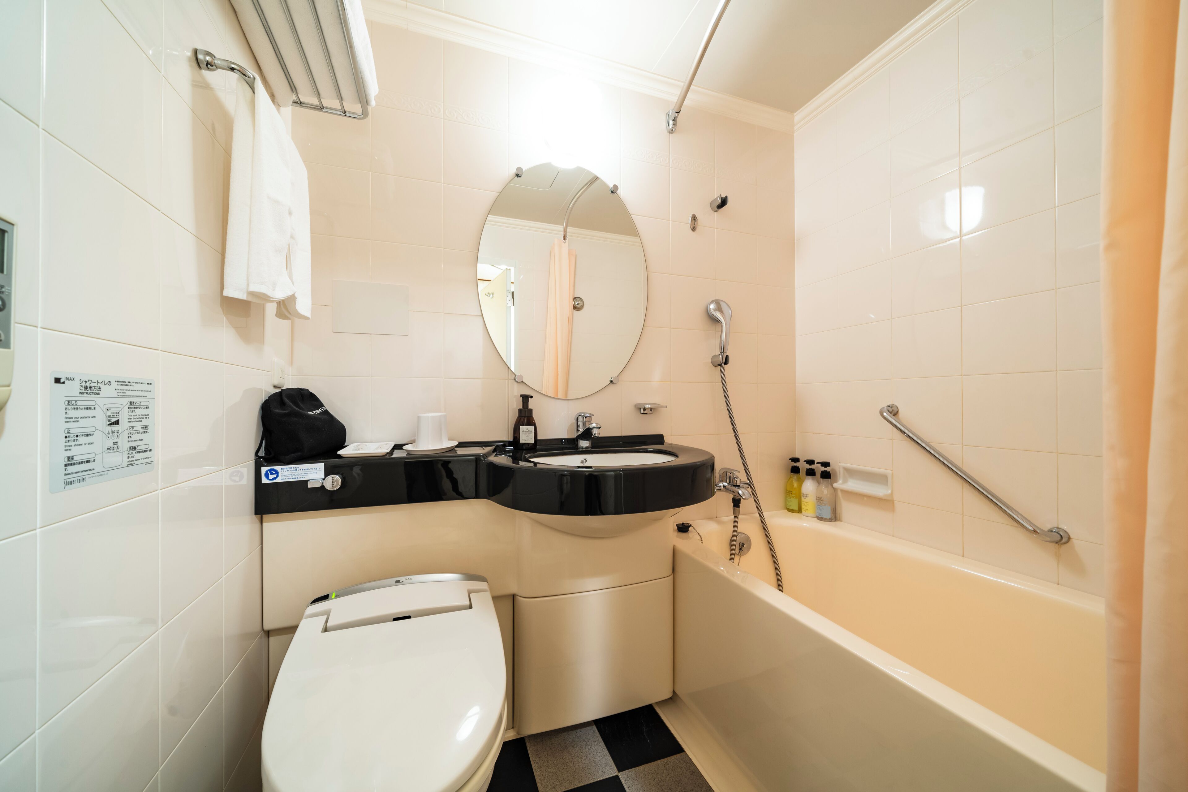 hair dryer, slippers, towels, soap