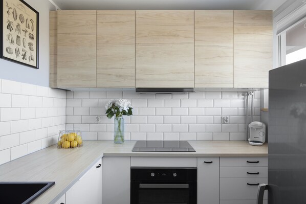 Appartement Classique | Cuisine privée | Réfrigérateur, lave-vaisselle, cafetière/bouilloire