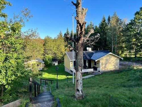 The house Bjärkhult modern renovated with boat in typical Swedish quiet location