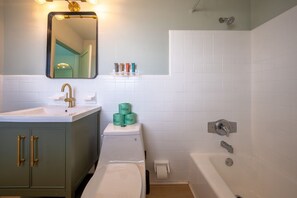 Shower, hair dryer, shampoo